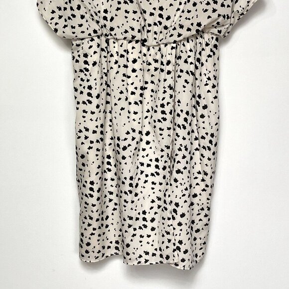 Alice + Olivia Silk Dress White Black Flutter Sleeve Elastic Waist Size Small - Picture 10 of 10